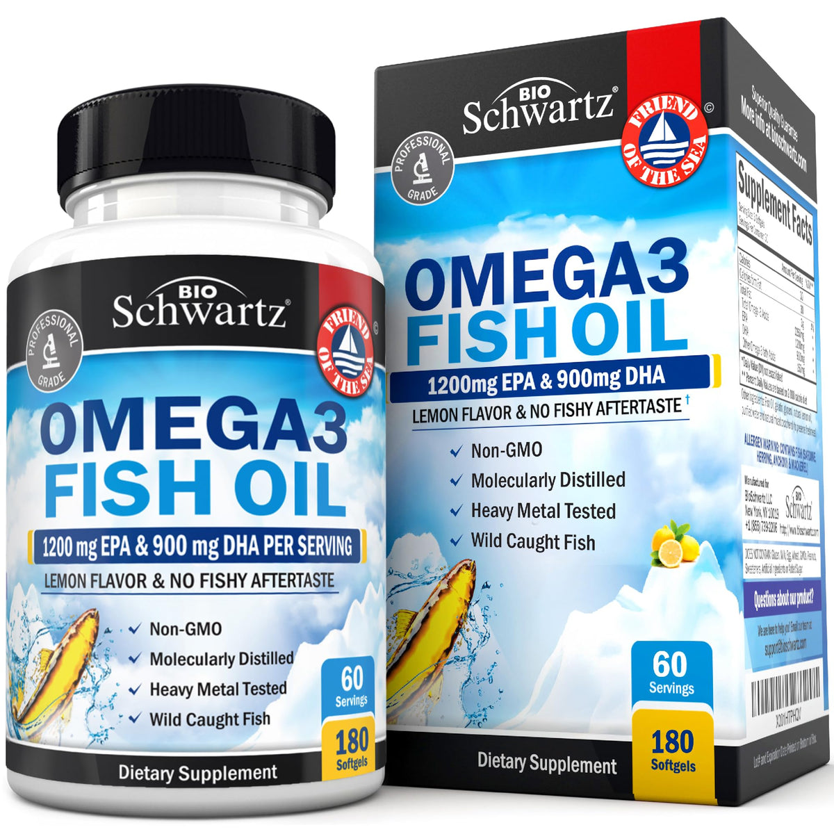 BioSchwartz Omega-3 triple-strength: bouteille prête pour votre routine quotidienne.