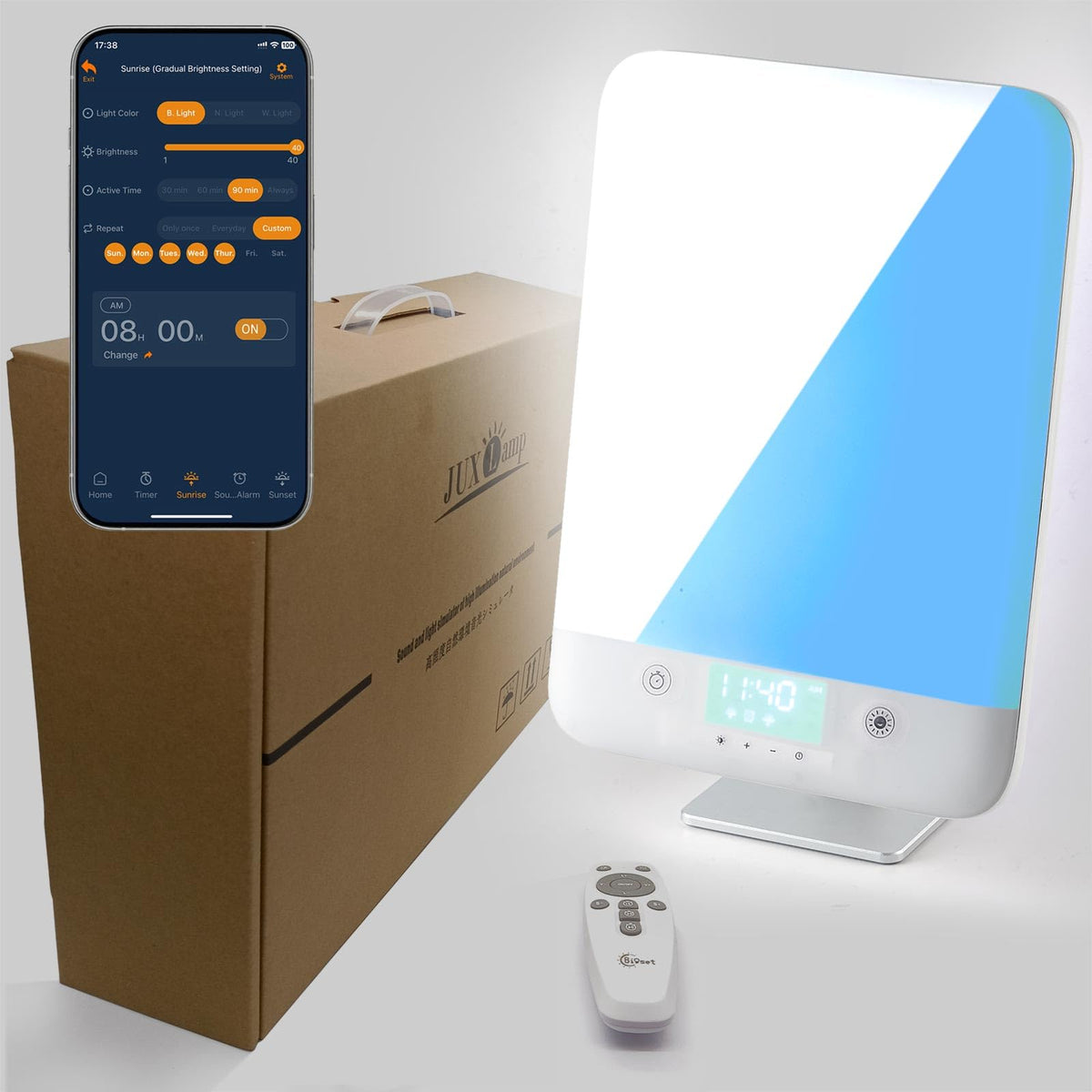 Bioset Lampe thérapeutique avec lumière à 10000 lux pour réveil en douceur.