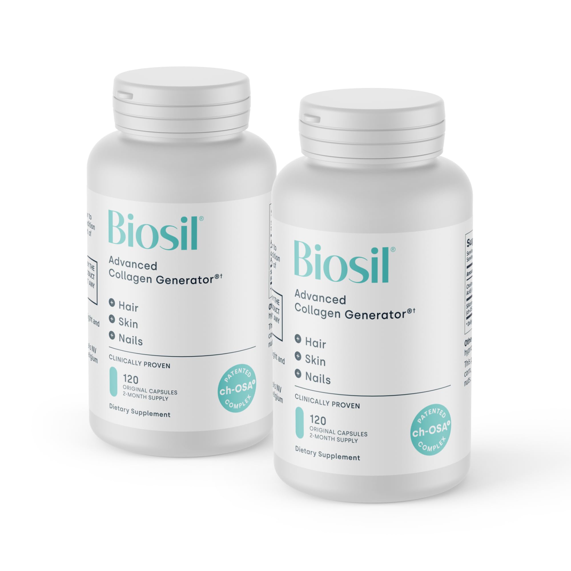 Biosil Générateur Collagène – bouteille, peau plus lumineuse possible.