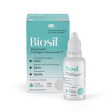Biosil gouttes collagène – boîte affichée, idées pour peau radieuse et cheveux sains.