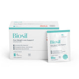 Biosil – boîte et étiquette du produit, aperçu de l'emballage et de l'aide potentielle pour la peau.