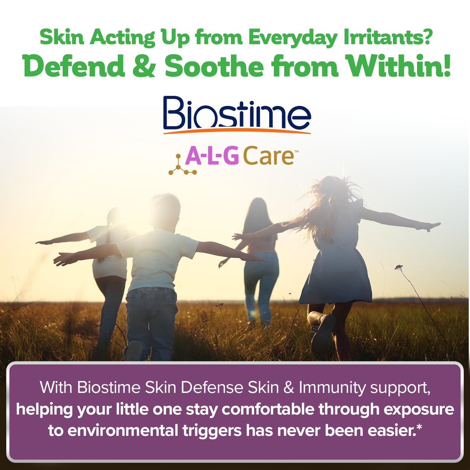 Biostime Skin Defense, axe intestin-peau illustré pour l'équilibre potentiel