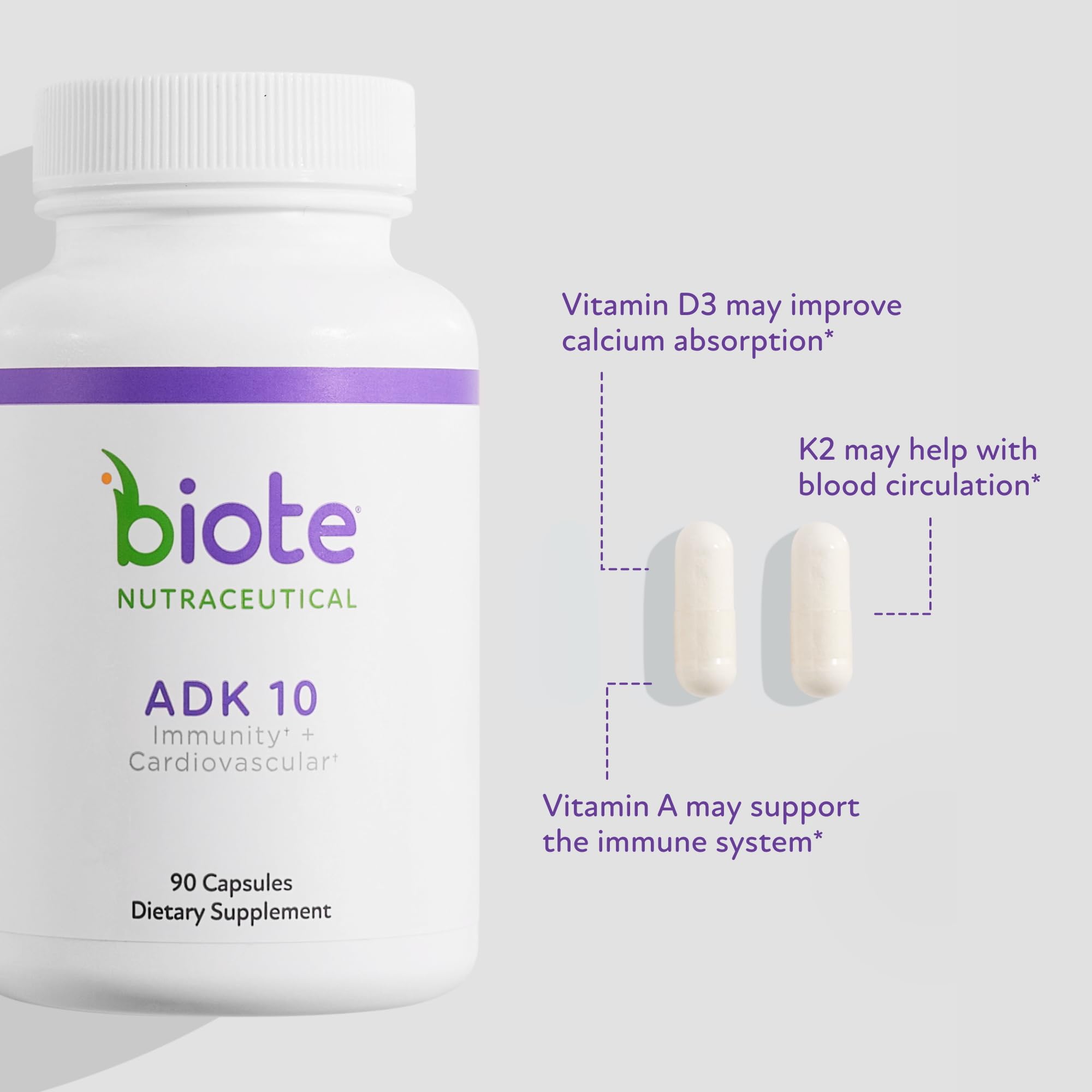 Biote ADK 10: étiquette-produit lisible avec sans soja, sans gluten