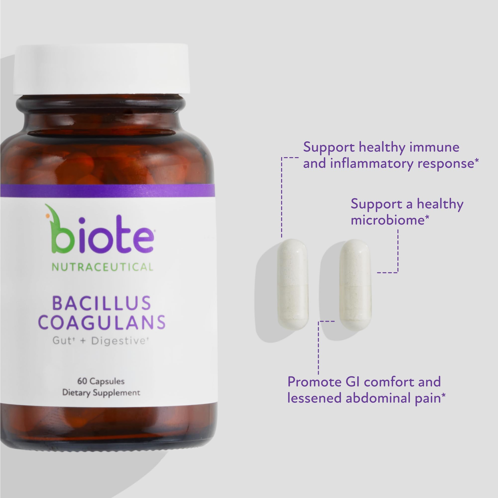 Biote Bacillus Coagulans, gelules en gros plan, pratiques au quotidien.