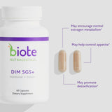 Biote DIM SGS+ capsules ouvertes, accessoire clair pour votre routine bien-être.