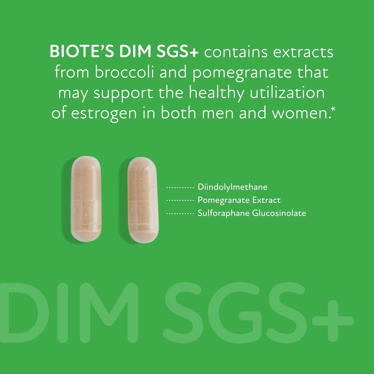 Biote DIM SGS+ étiquette, texte clair sur la composition et l'utilisation.