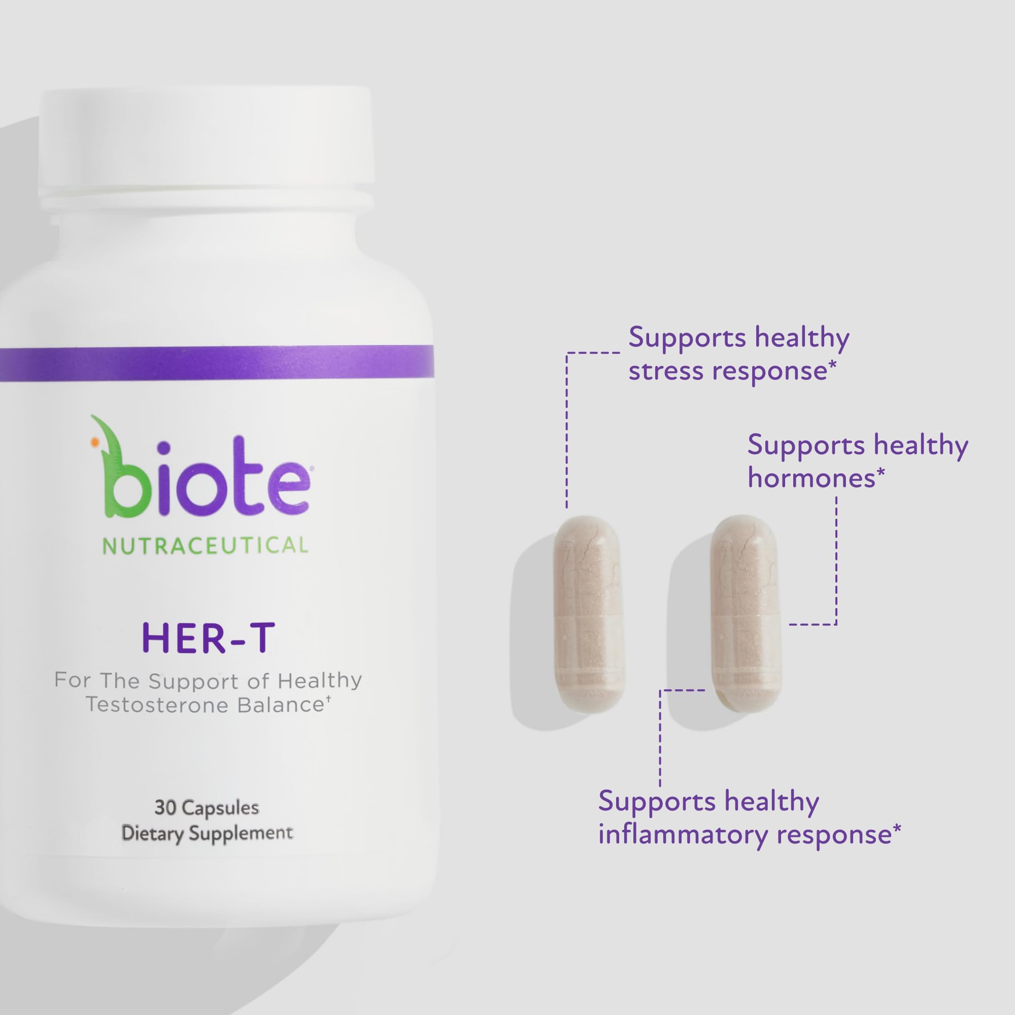 Capsules Biote HER-T, dosage quotidien facile à intégrer dans votre routine.