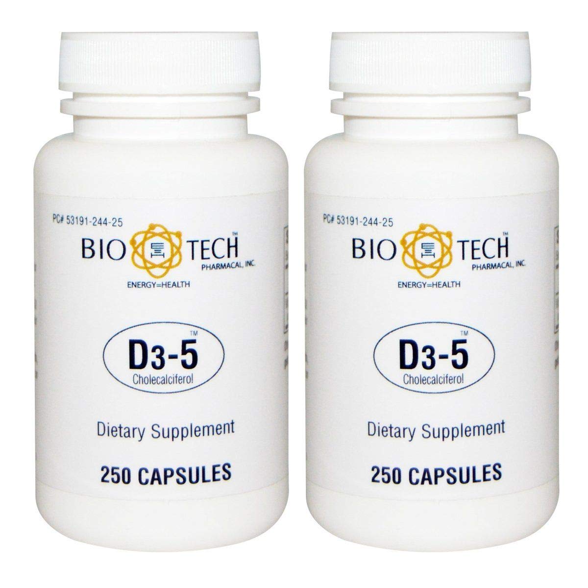 BioTech Pharmacal D3-5, bouteille de 500 comprimés, soutien potentiel à l'apport quotidien en vitamine D.