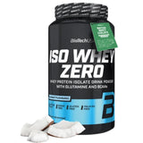 BioTechUSA Iso Whey Zero étiquette nutritionnelle : sans gluten et faible lactose.