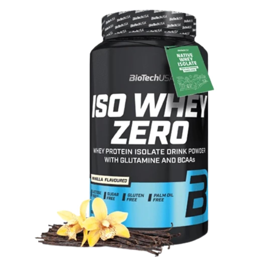BioTechUSA Iso Whey Zero vanille : flacon pratique pour un apport protéique rapide.