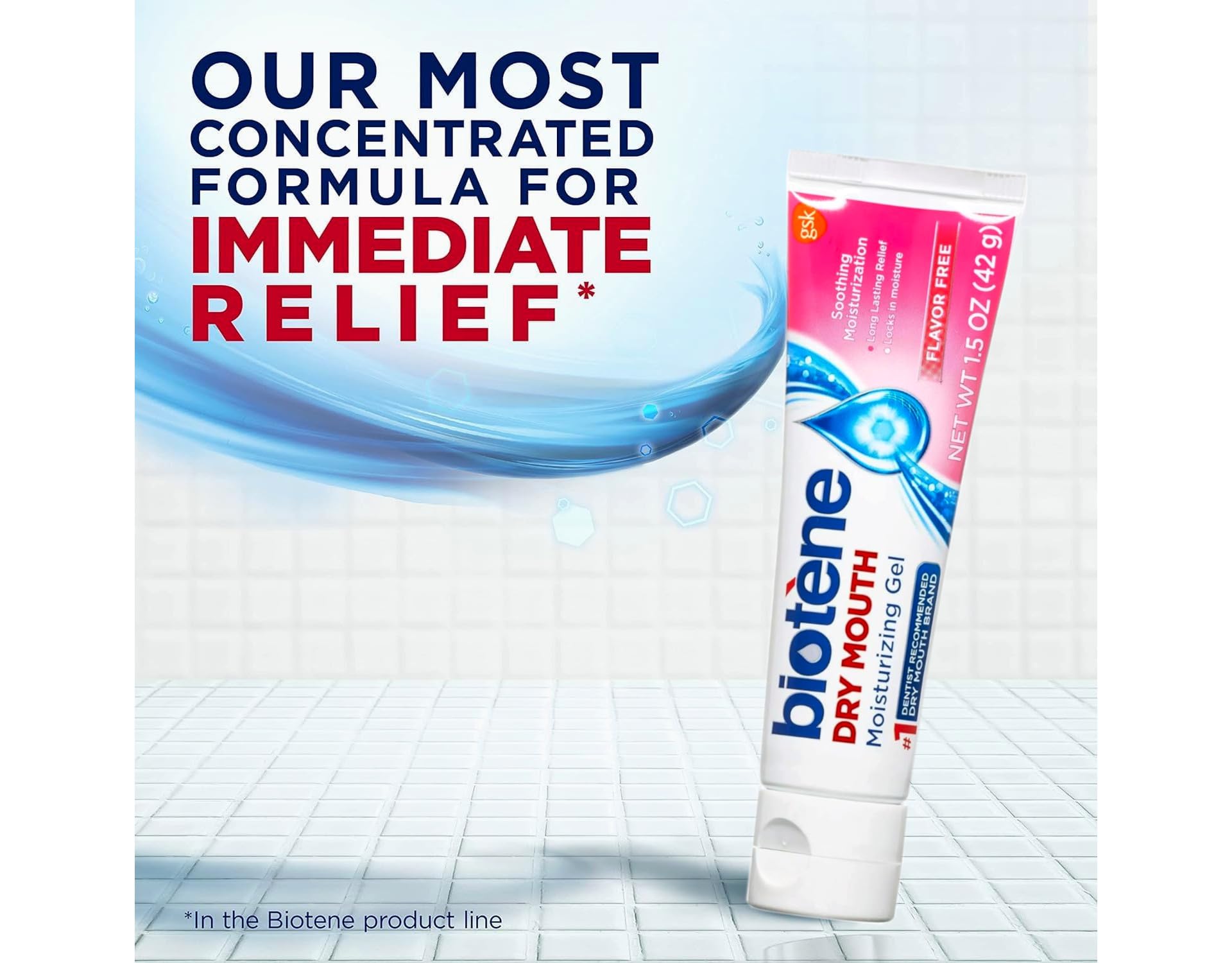 Formule concentrée Biotène Gel Balance offre une hydratation durable.