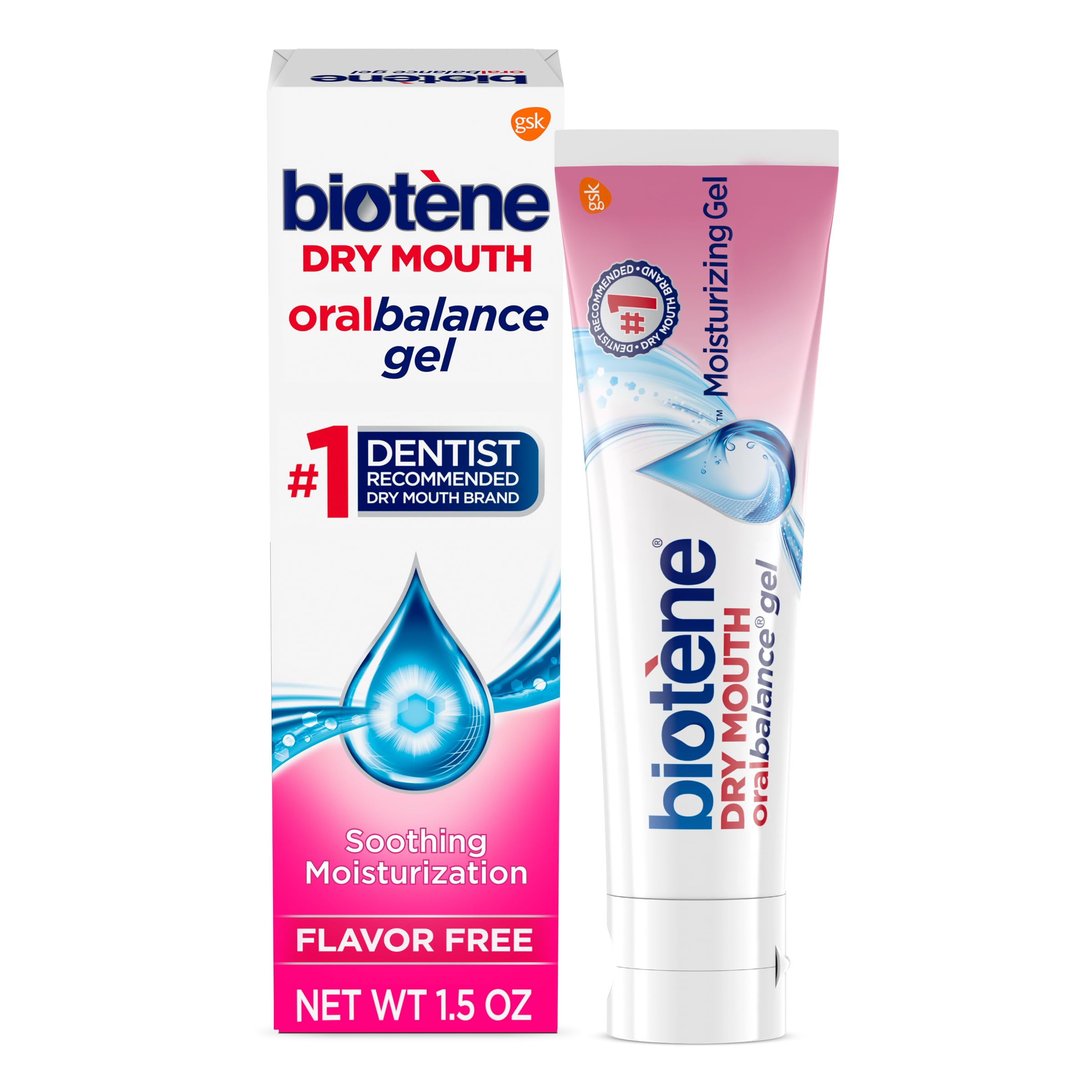 Biotène OralBalance Gel dans son tube 1,5 oz, pratique et portable.