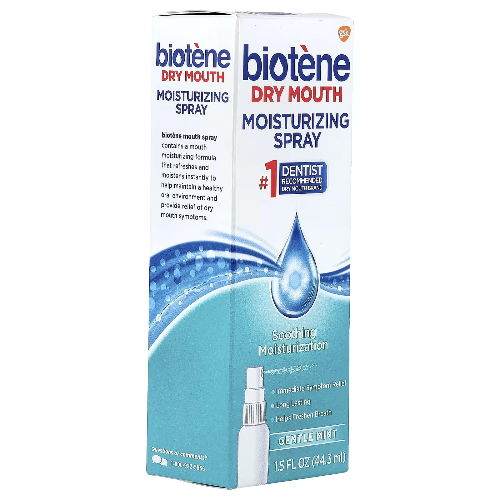 Biotène spray utilisation en bouche avec rafraîchissement léger.