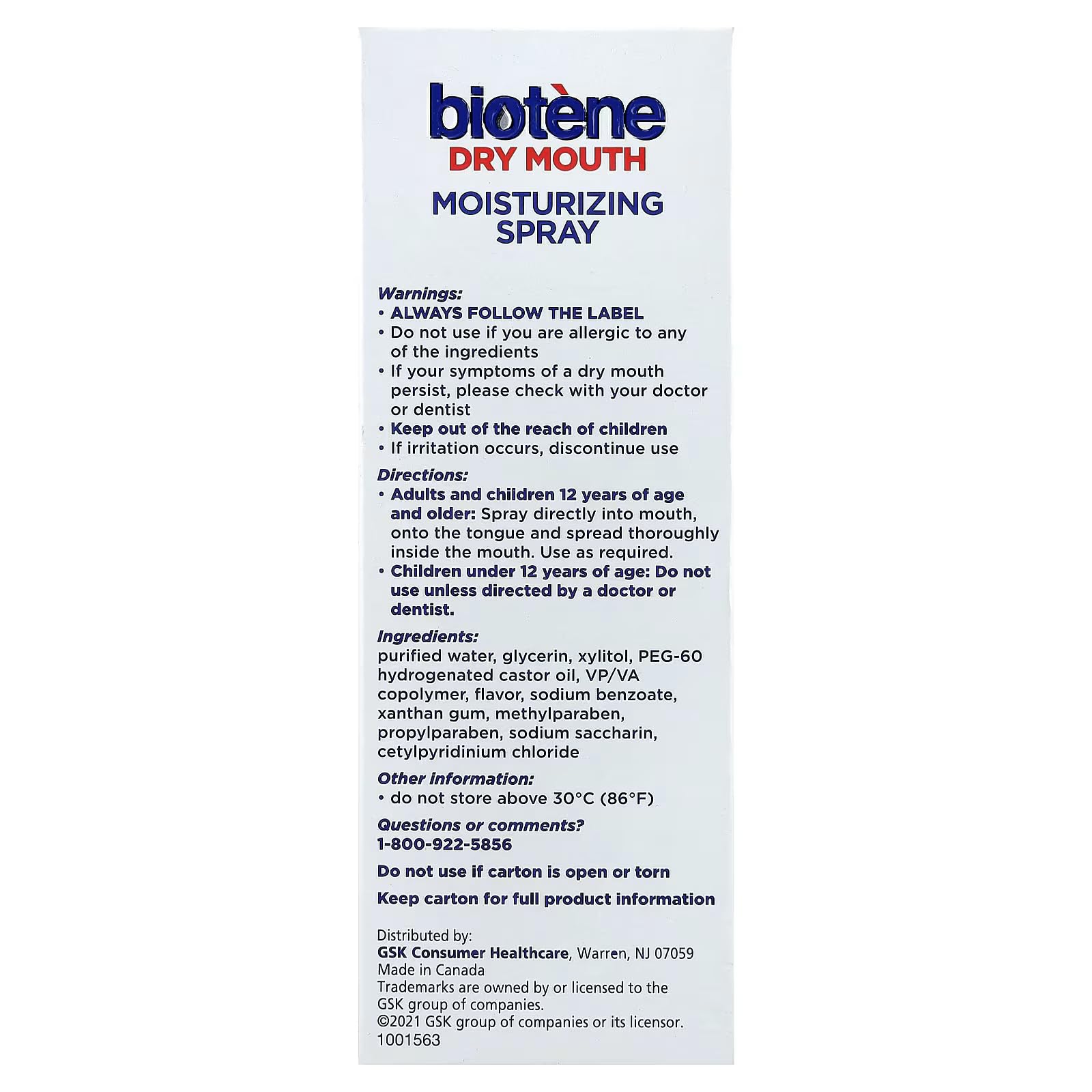 Biotène spray actif pour rafraîchir et hydrater pendant la journée.