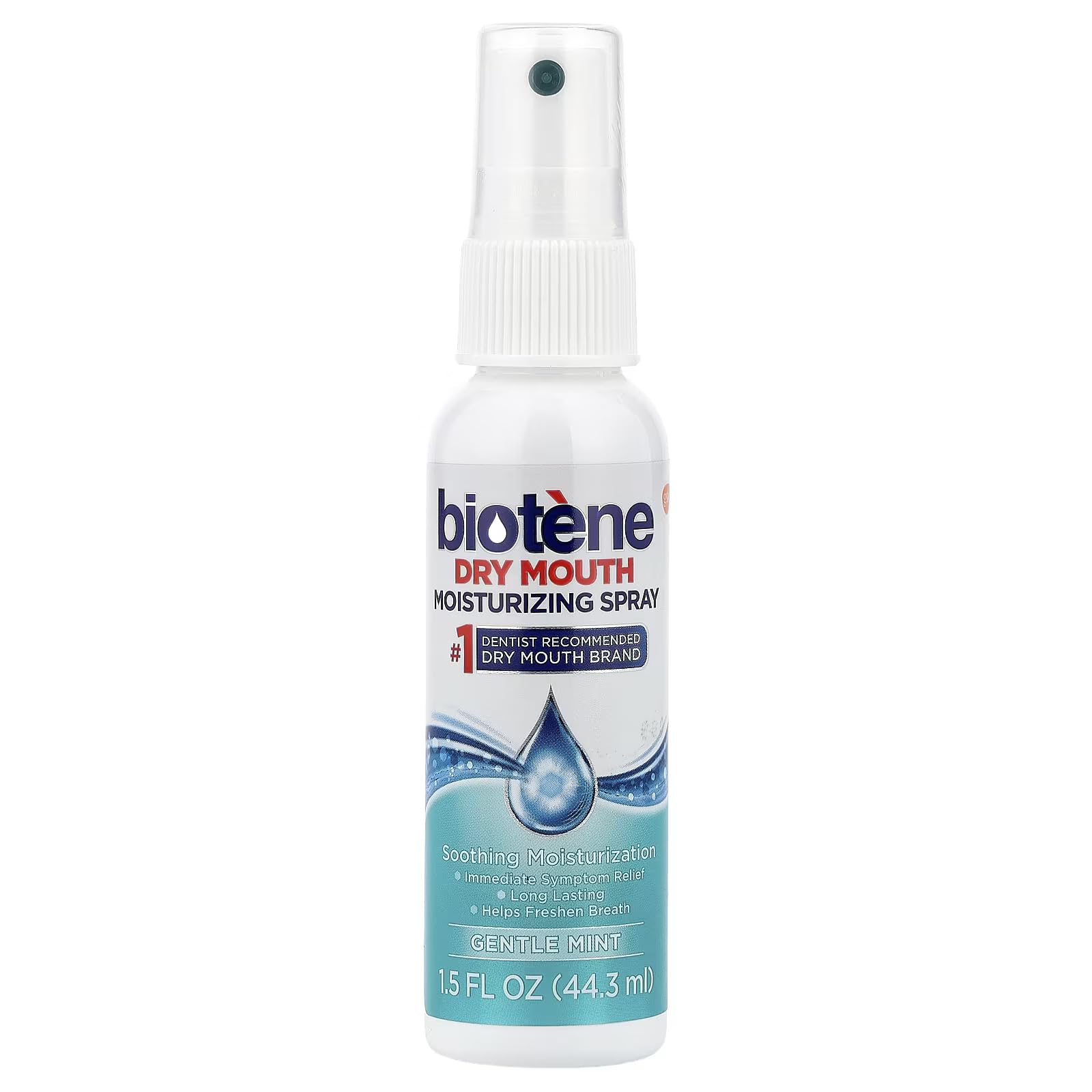 Biotène spray soulage temporairement la bouche sèche au travail.