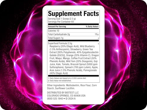 Sachet Biotest Superfood Berry-Dense, poudre facile à ajouter dans les boissons.