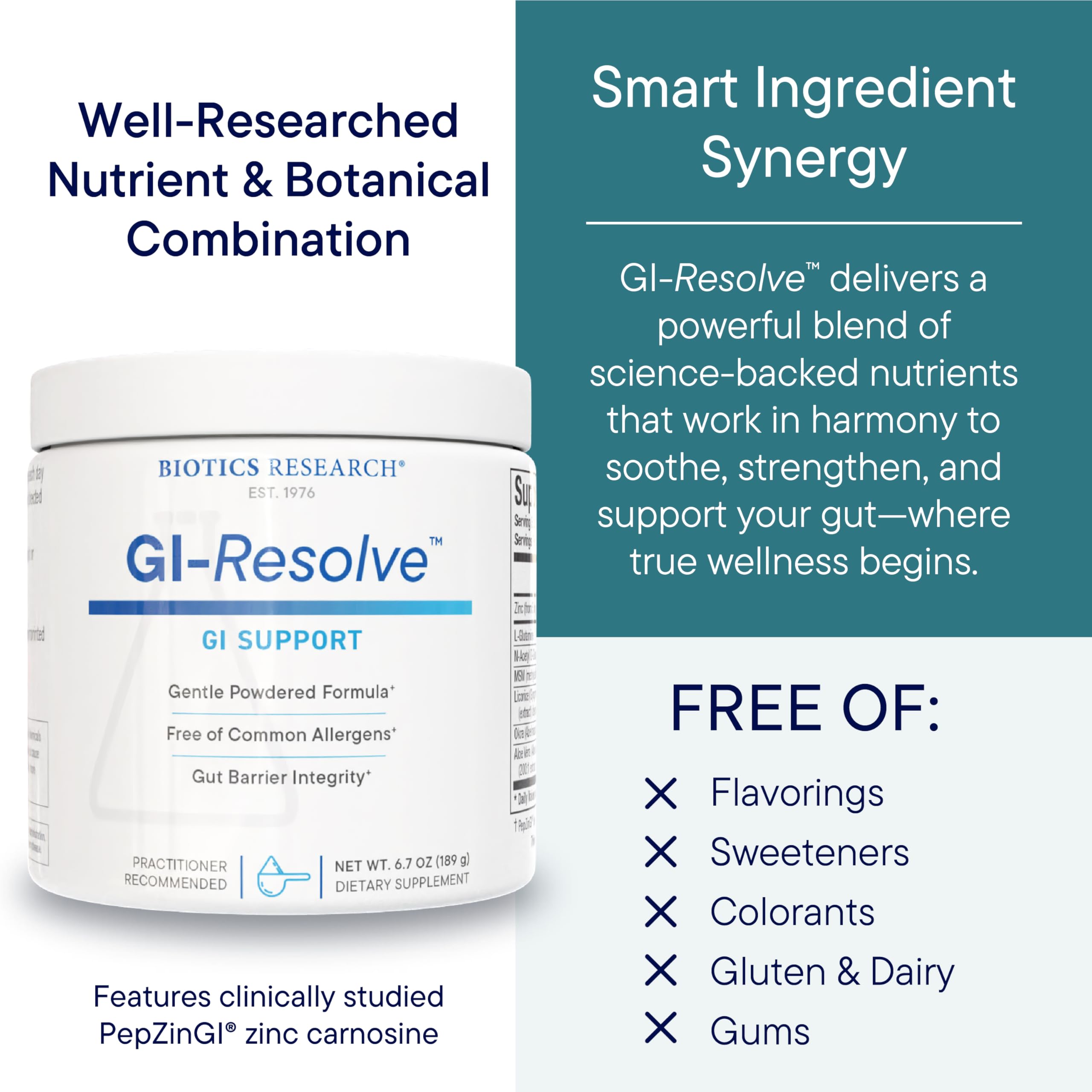 Biotics Research GI Resolve: dissolution dans l'eau montrant texture homogène