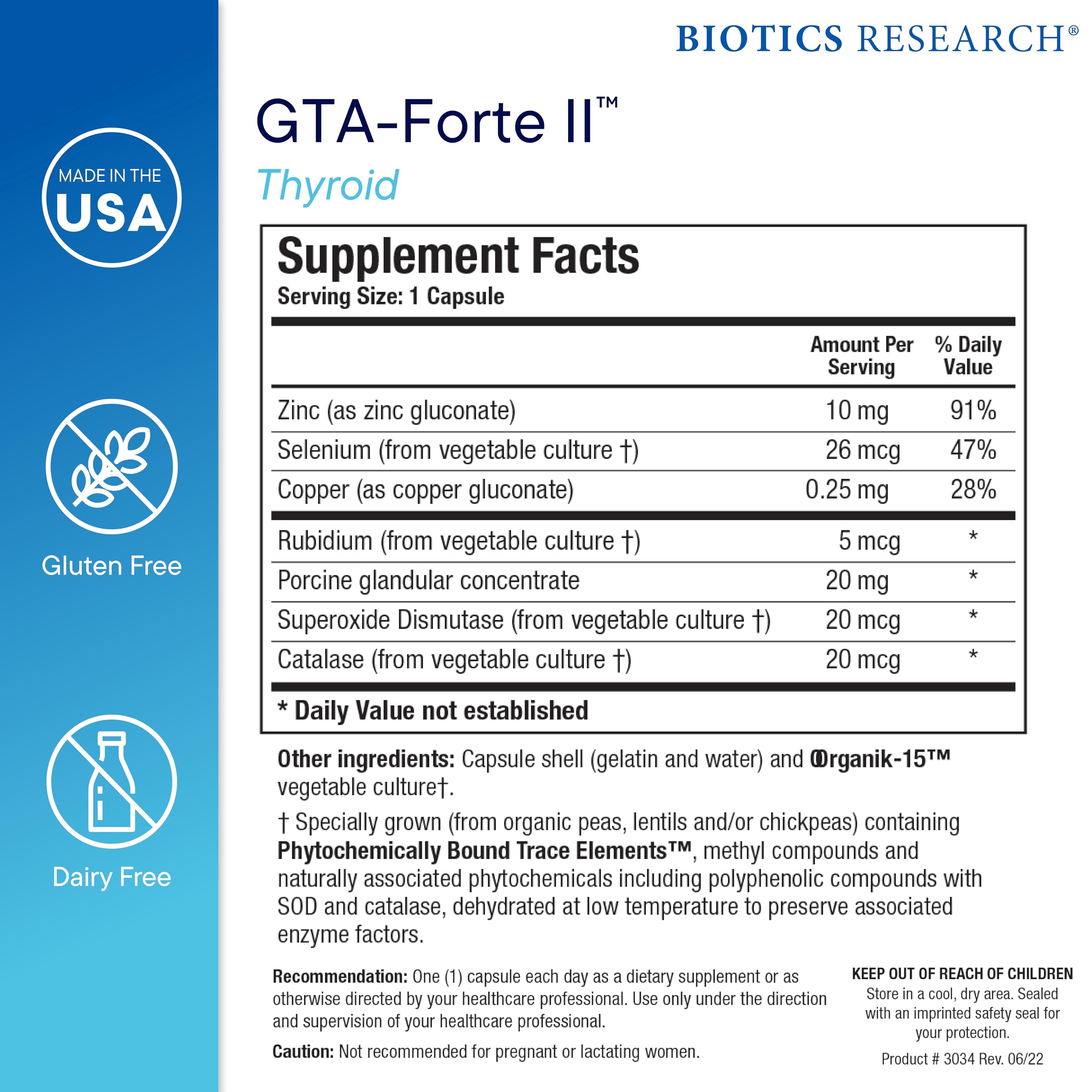 BIOTICS RESEARCH GTA Forte II - elements traces phytobindes: nutriments bioactifs.