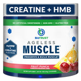 BioTrust Ageless Muscle flacon poudre fruit punch prêt au mélange.