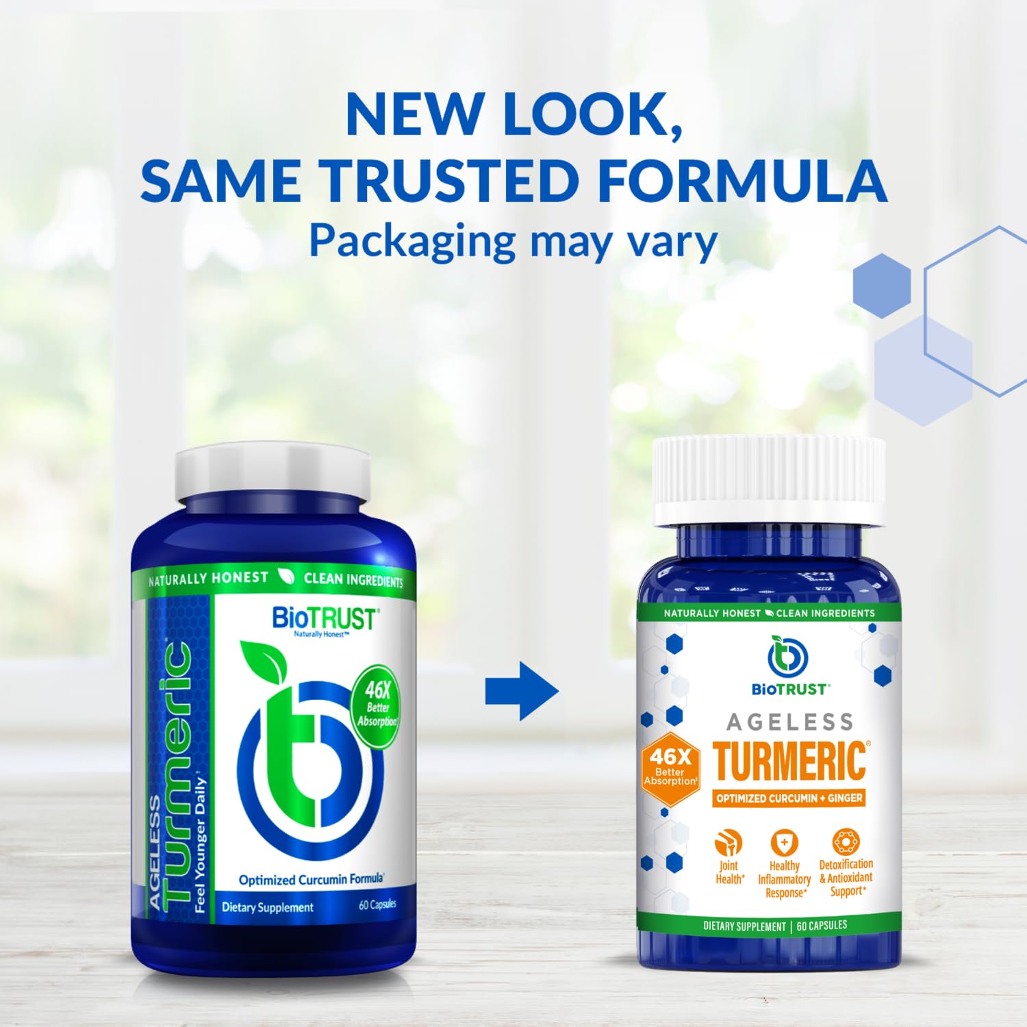 BioTrust Ageless Turmeric bouteille – format pratique pour une cure quotidienne.