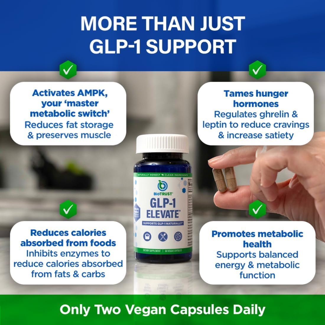 BioTrust GLP1 Elevate: sensation de satiété apres la prise