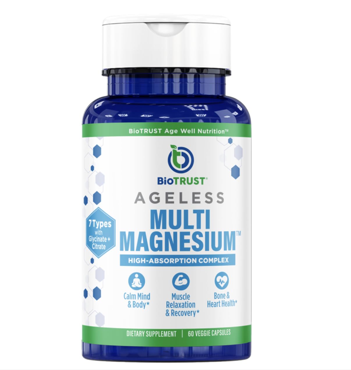 BioTrust Multi Magnesium Complex, bouteille: soutien musculaire et énergie durable.