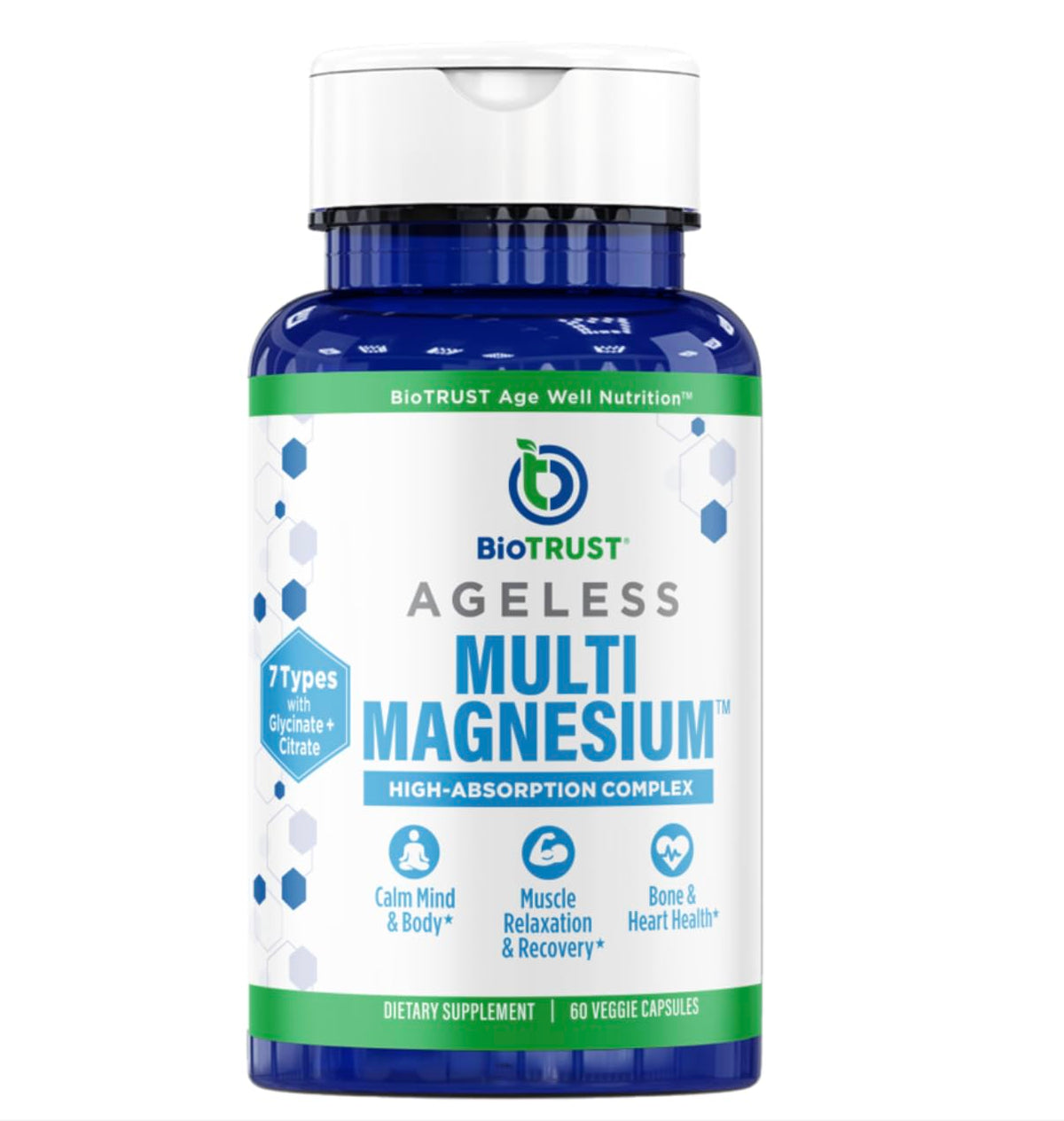 BioTrust Multi Magnesium Complex, bouteille: soutien musculaire et énergie durable.