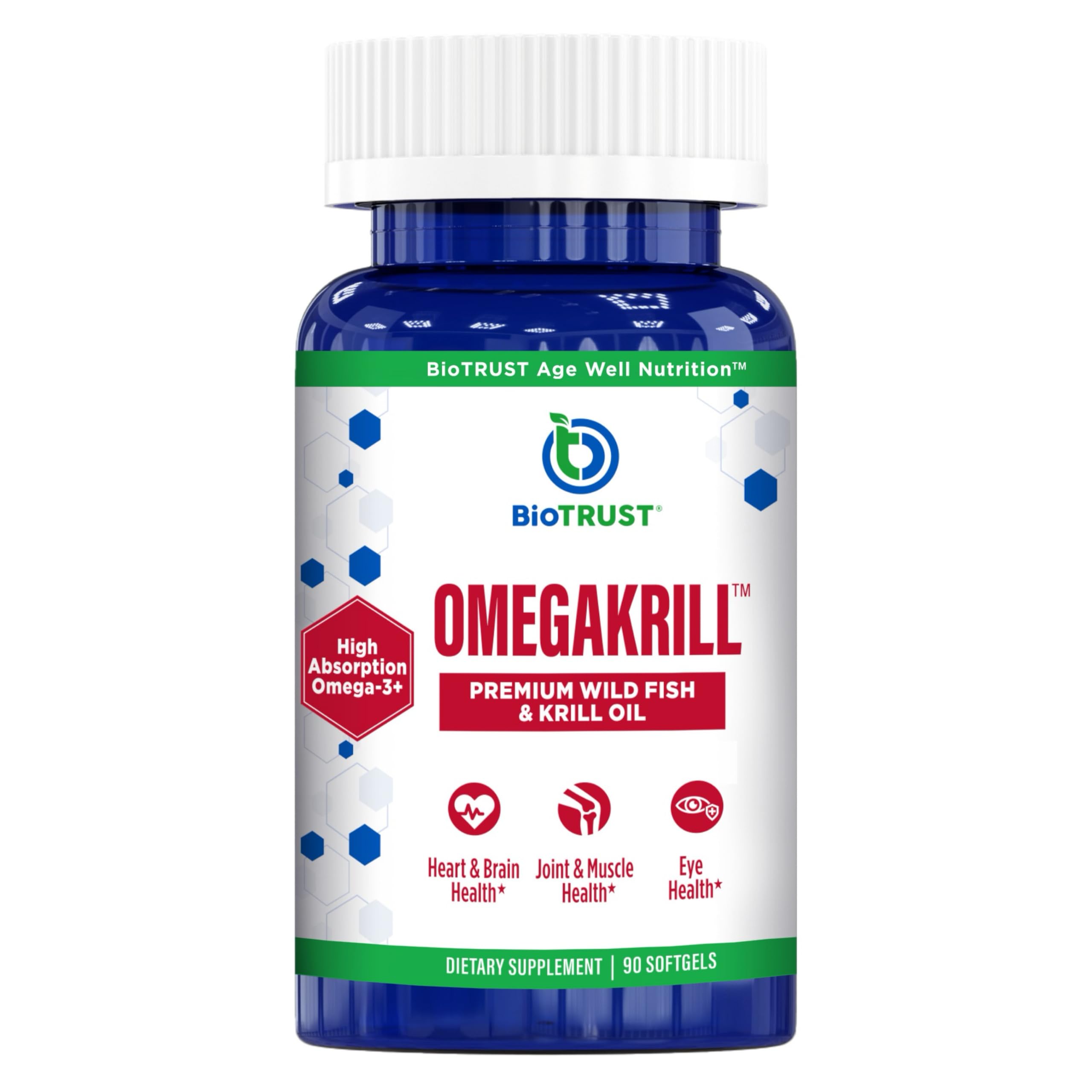 BioTrust OmegaKrill – bouteille et gélules faciles à prendre au quotidien.