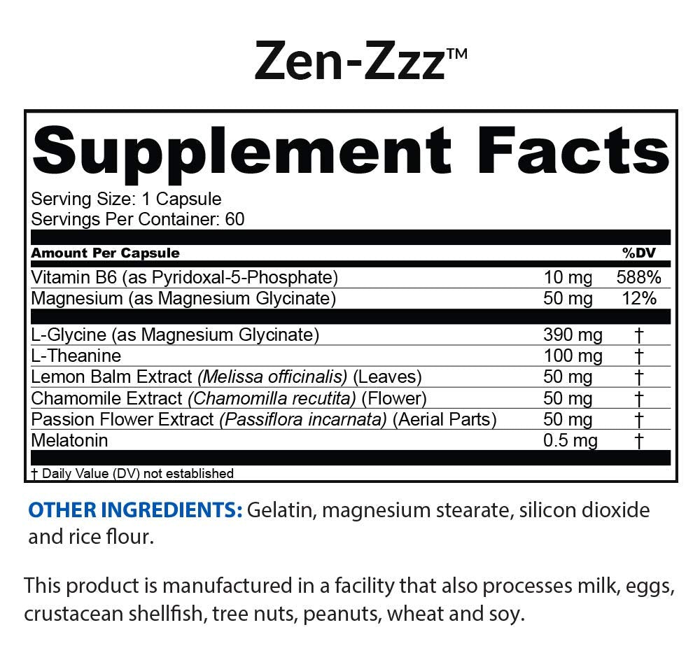 BioTrust Zen-Zzz — capsules Zen-Zzz, présentées comme une aide naturelle au sommeil.