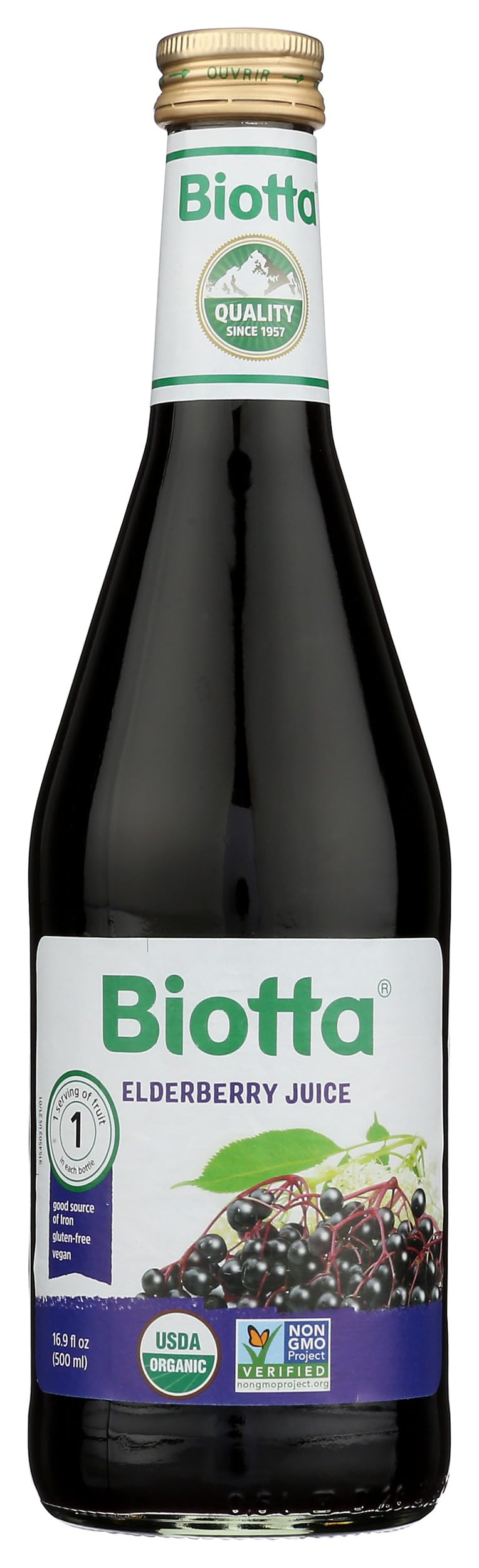 Biotta Naturals Jus de Sureau – bouteille 500 ml prête à déguster naturellement