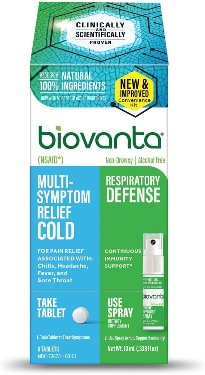 Biovanta kit-relief multisymptômes: soutien naturel pour gorge, toux et fièvre.