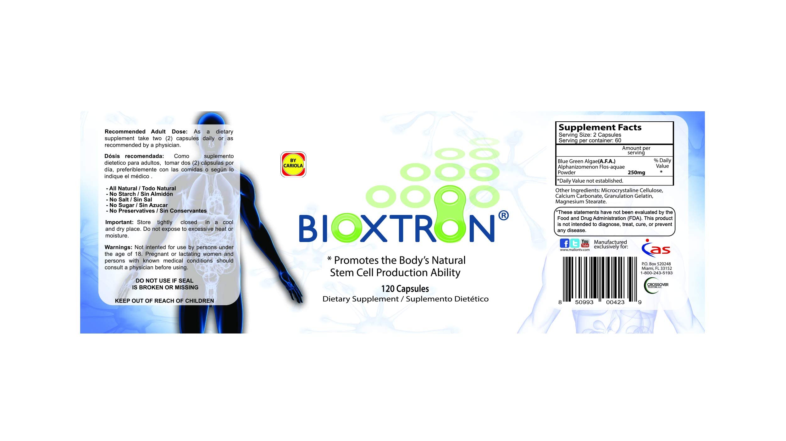 Gélules spiruline bleue verte Bioxtron, prise facile et apport nutritionnel.