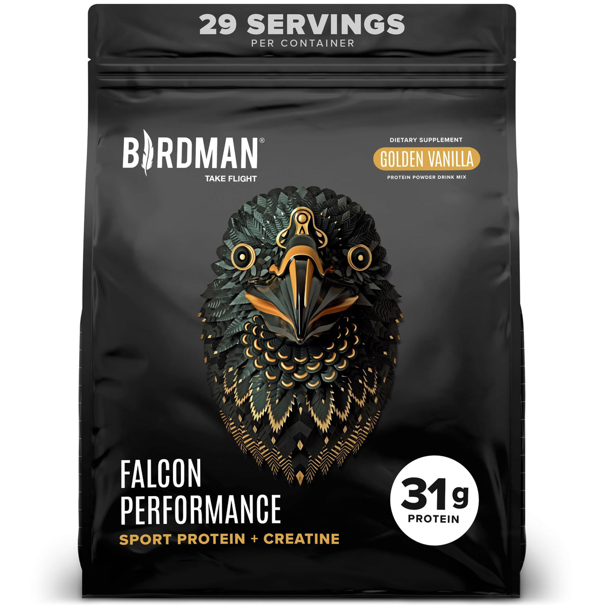 BIRDMAN Falcon Performance vanille: bouteille pratique pour un apport rapide en protéines végétales.