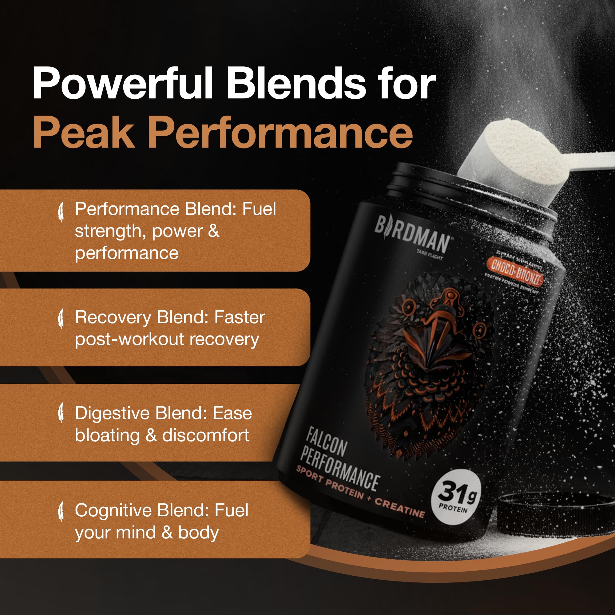 Birdman Falcon Performance – étiquette nutritionnelle claire, informations utiles pour le choix