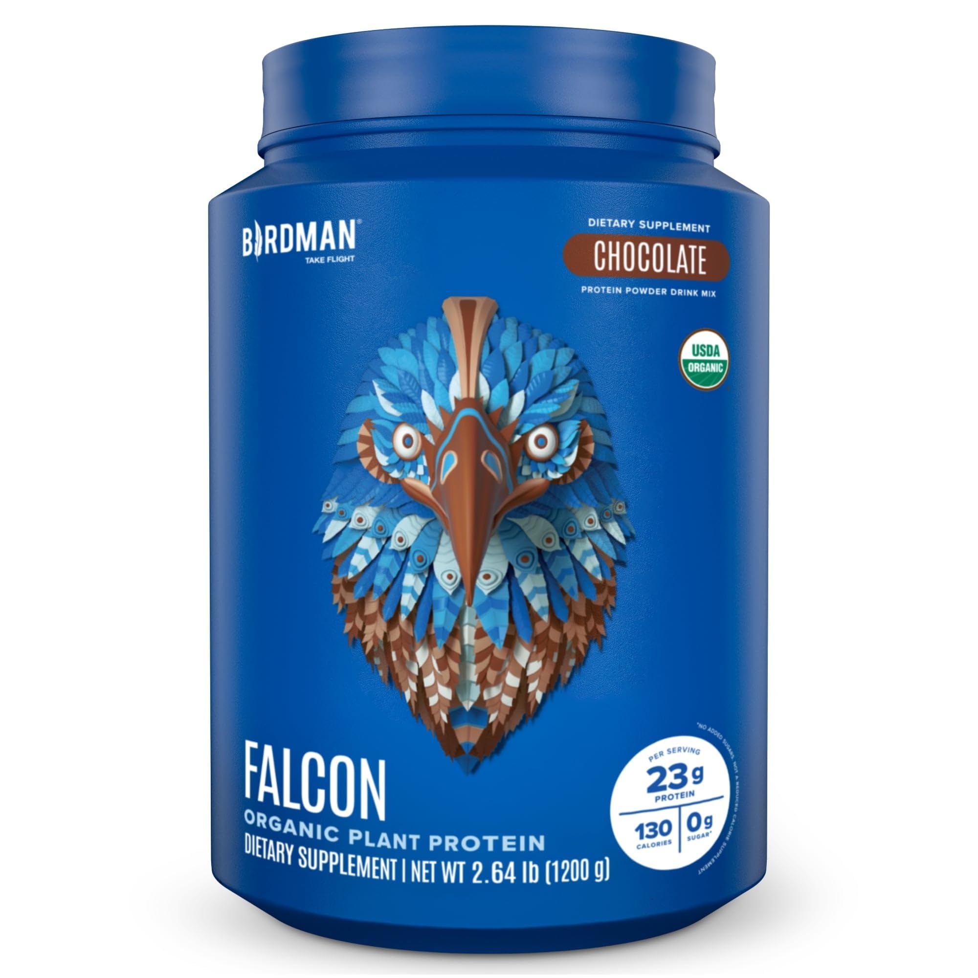 BIRDMAN Falcon Protéine Végane – bouteille visible, protéines sans sucre ajouté.