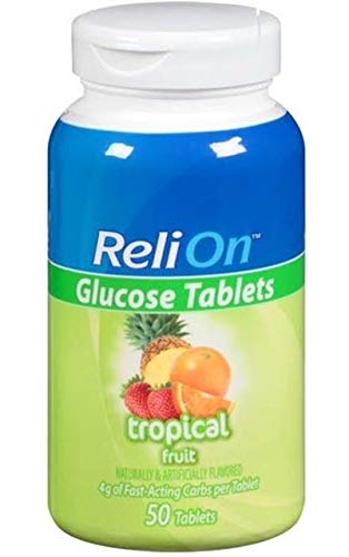 ReliOn tablettes de glucose raisin, option fruitée pour un regain rapide lors d'efforts.