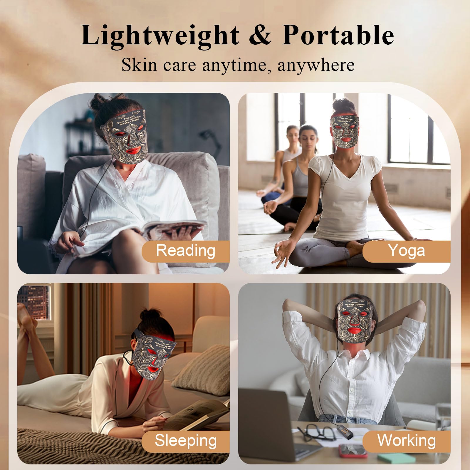BiUuFish masque LED certifié CE et ROHS pour une utilisation sûre à domicile
