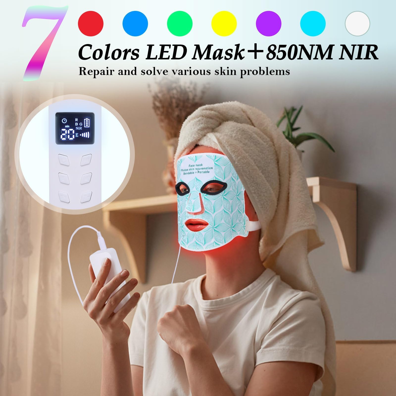 Masque biuufish intensité réglable pour adapter la thérapie selon les besoins.