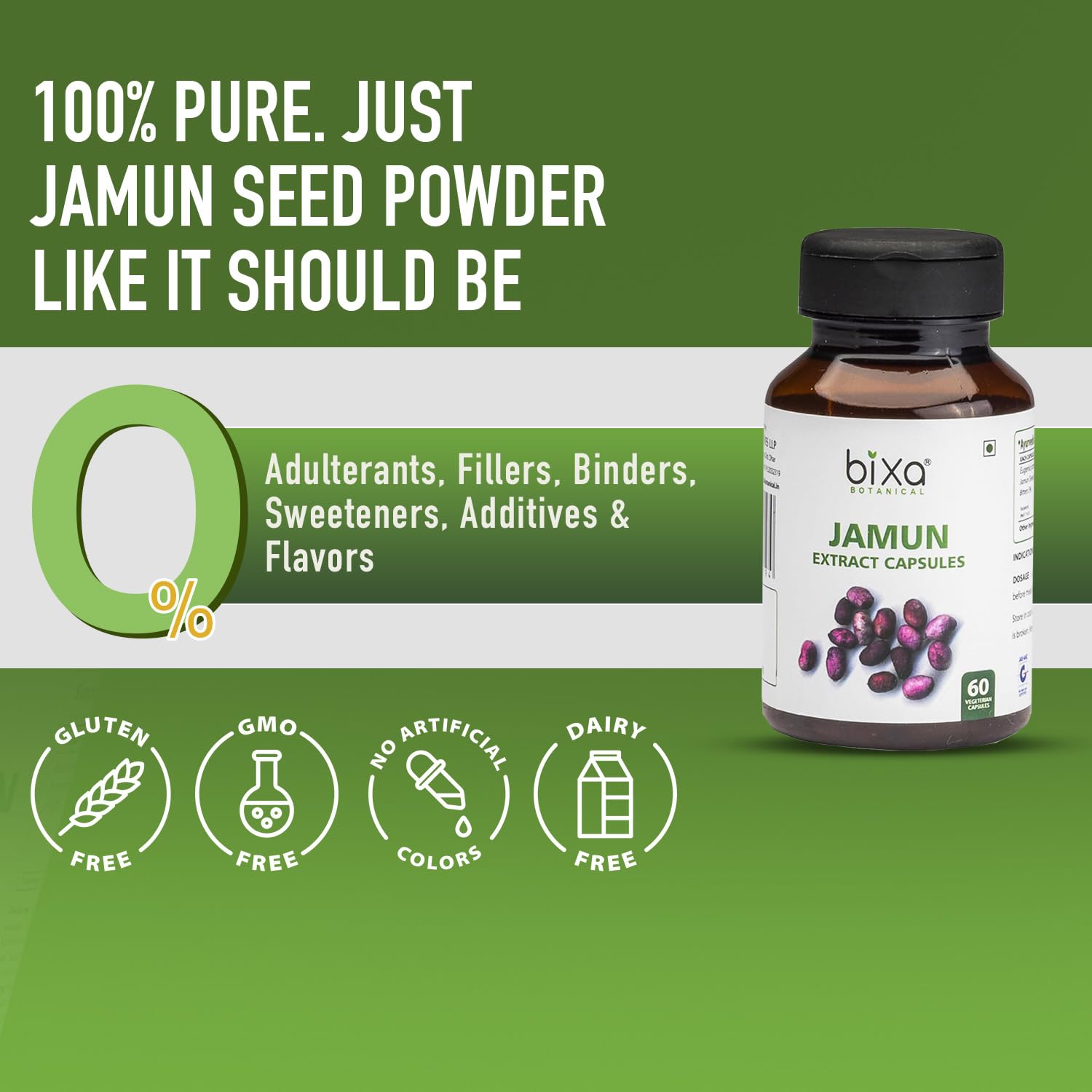 Gélules Jamun Bixa BOTANICAL faciles à prendre lors des repas.