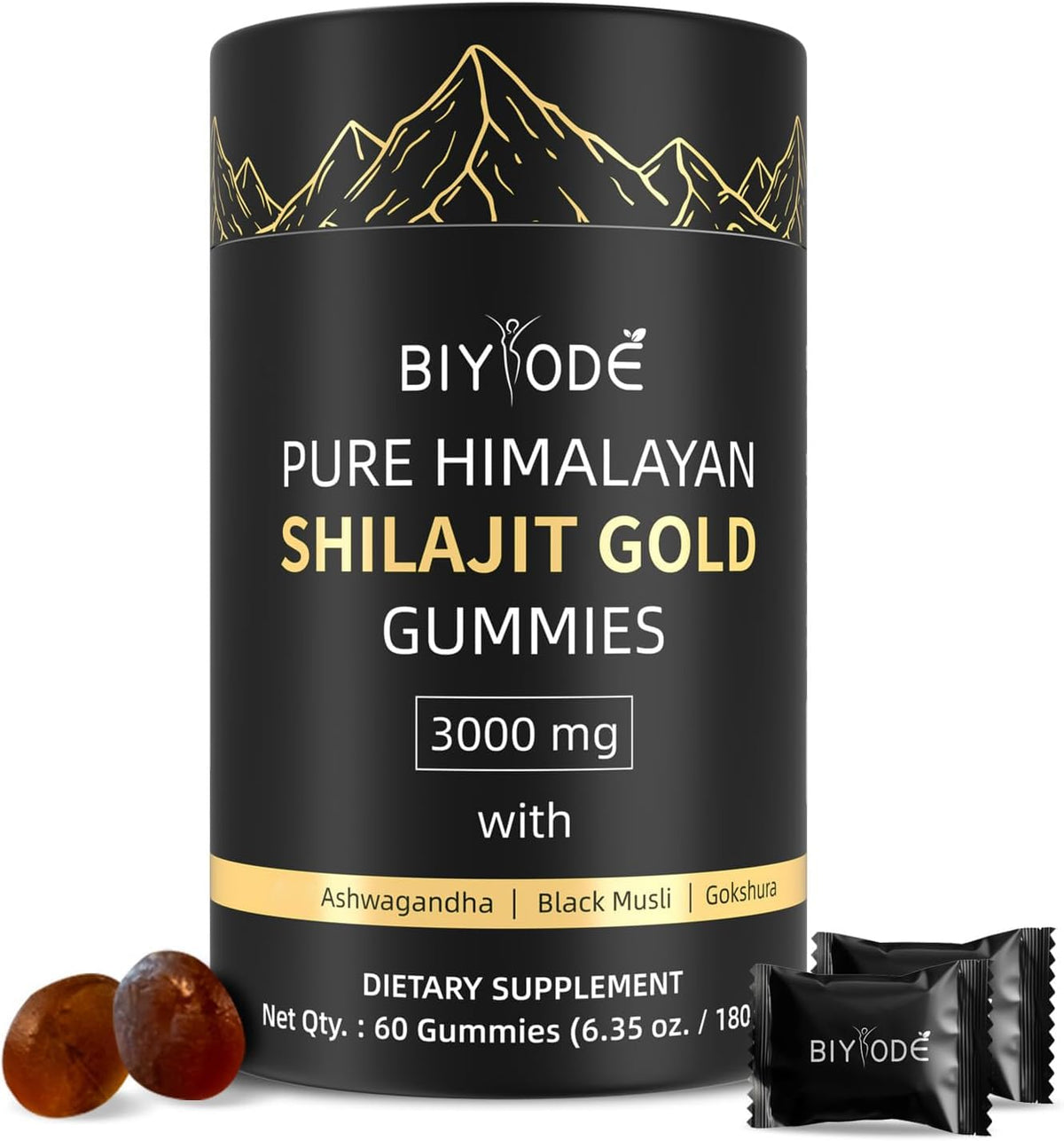 BIYODE Shilajit Gummies dans la bouteille, énergie naturelle quotidienne