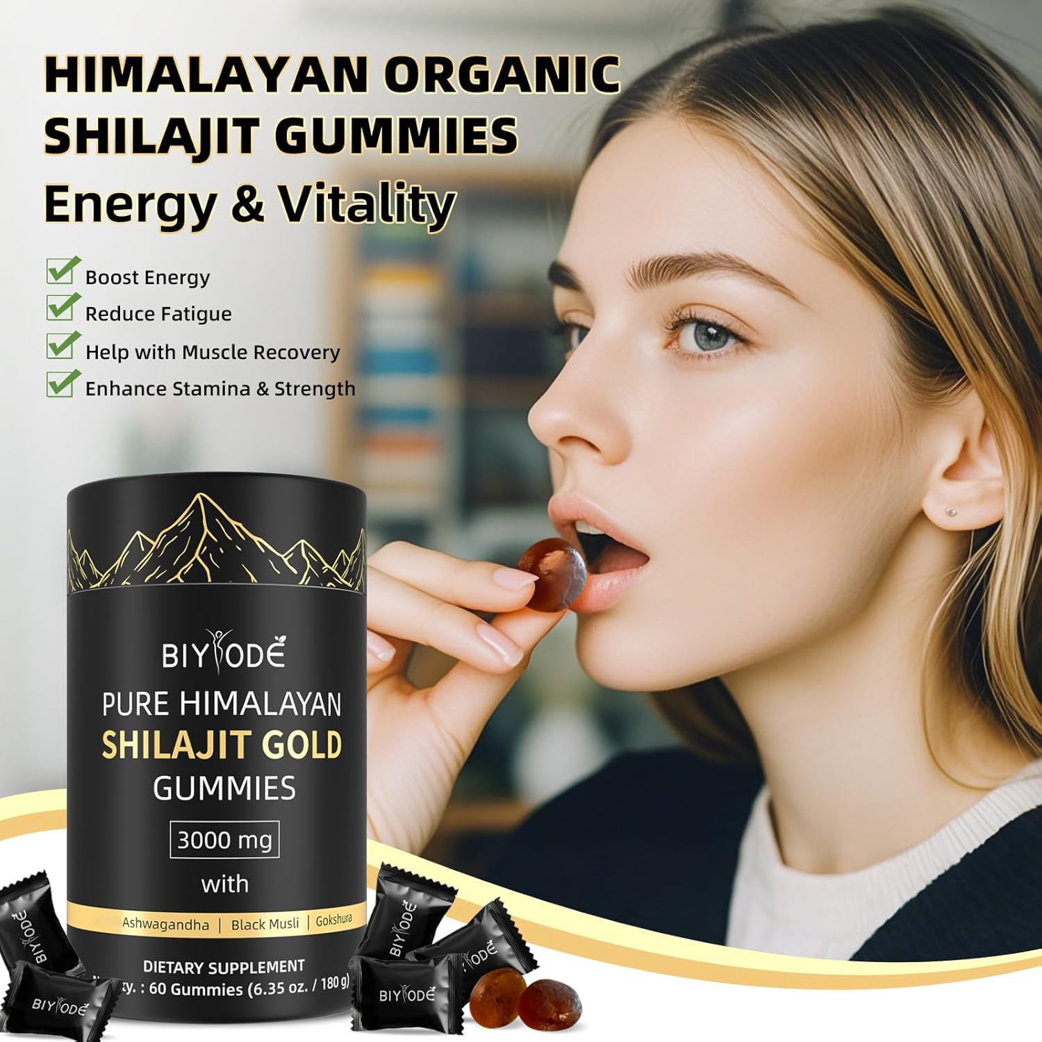 BIYODE Shilajit Gummies texture douce et agréable