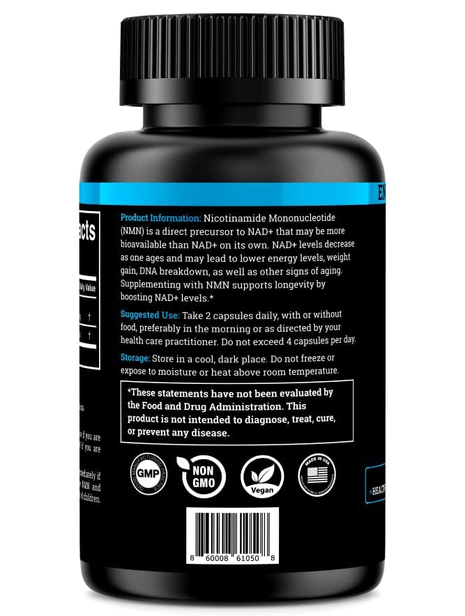 Capsules Black Forest NMN 1000 mg, pureté élevée.