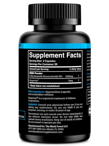 Black Forest NMN 1000 mg, emballage pratique et sûr.