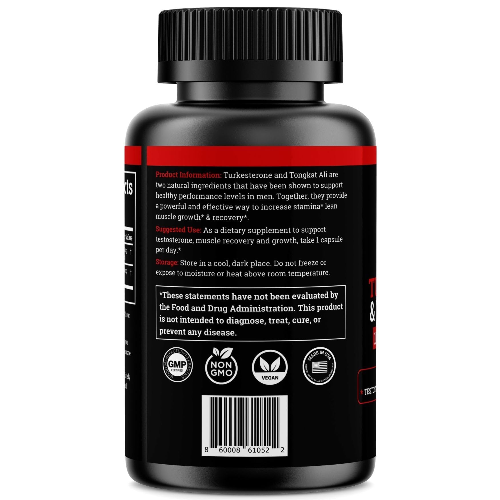 Étiquette et dosage Black Forest Turkesterone Tongkat Ali sur l emballage