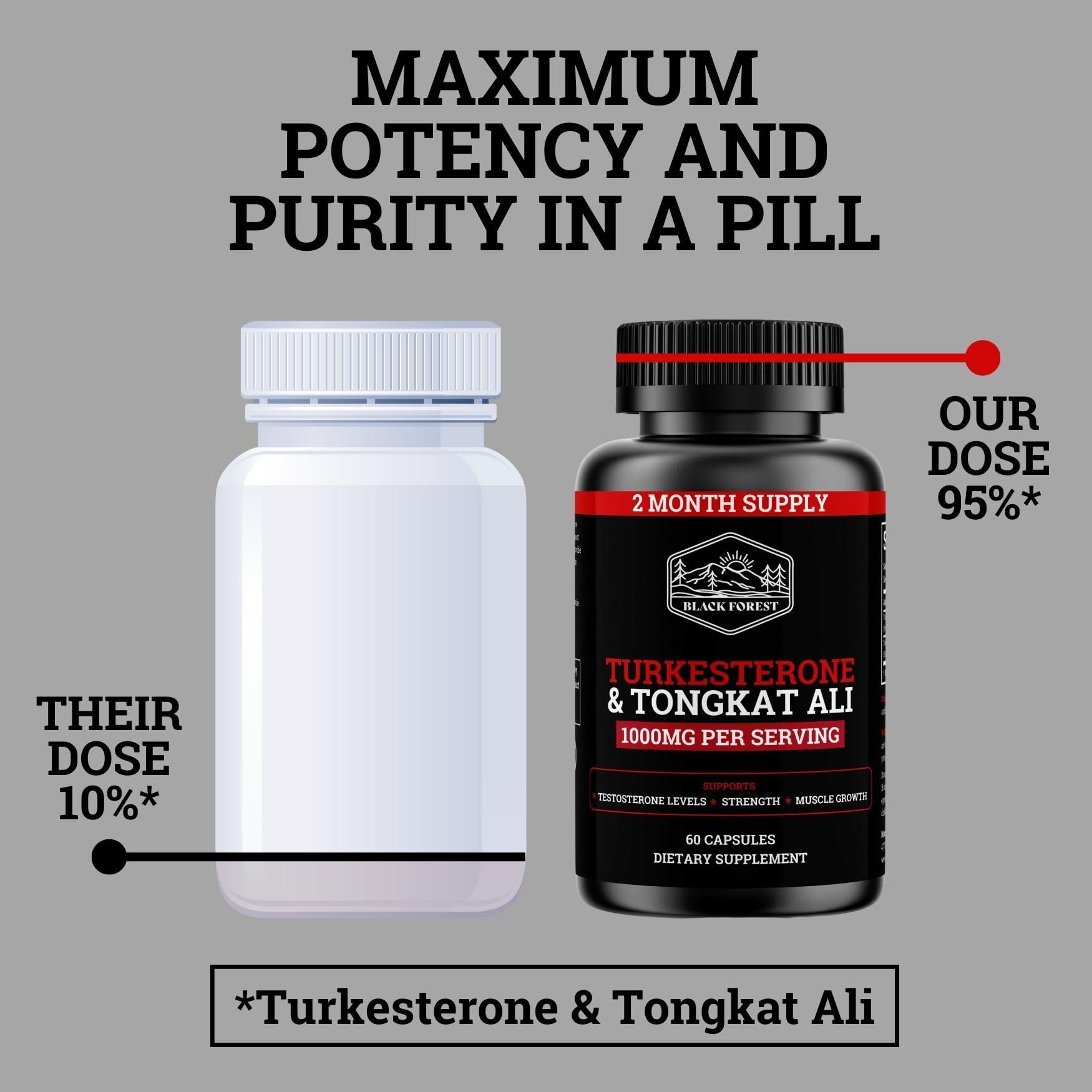 Extrait 200:1 Tongkat Ali dans la formule Black Forest Turkesterone Tongkat Ali