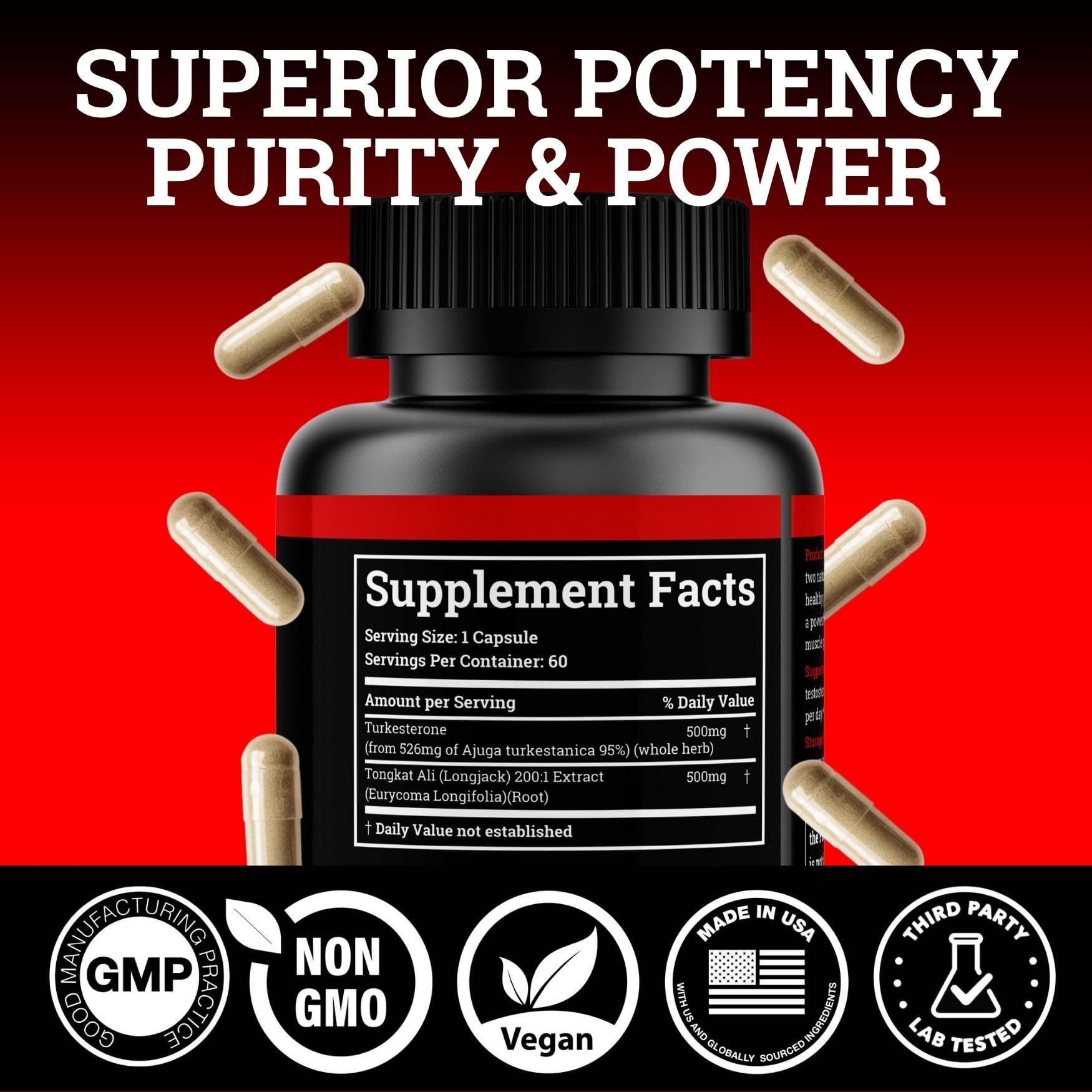 Flacon de 120 gélules Black Forest Turkesterone Tongkat Ali prêt à l usage