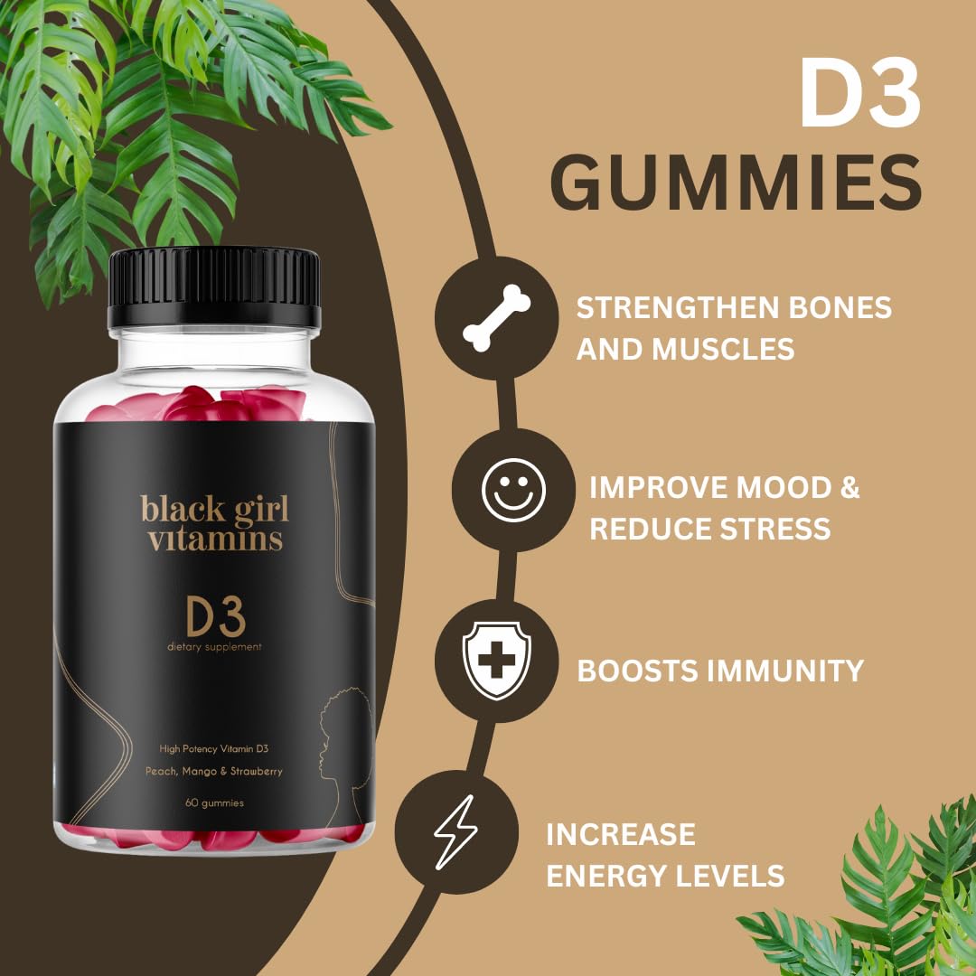 Paquet Black Girl Vitamins Gommes D3 prêt pour la routine