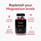 Gommes magnésium Black Girl Vitamins soutiennent la santé des os et la fonction musculaire.