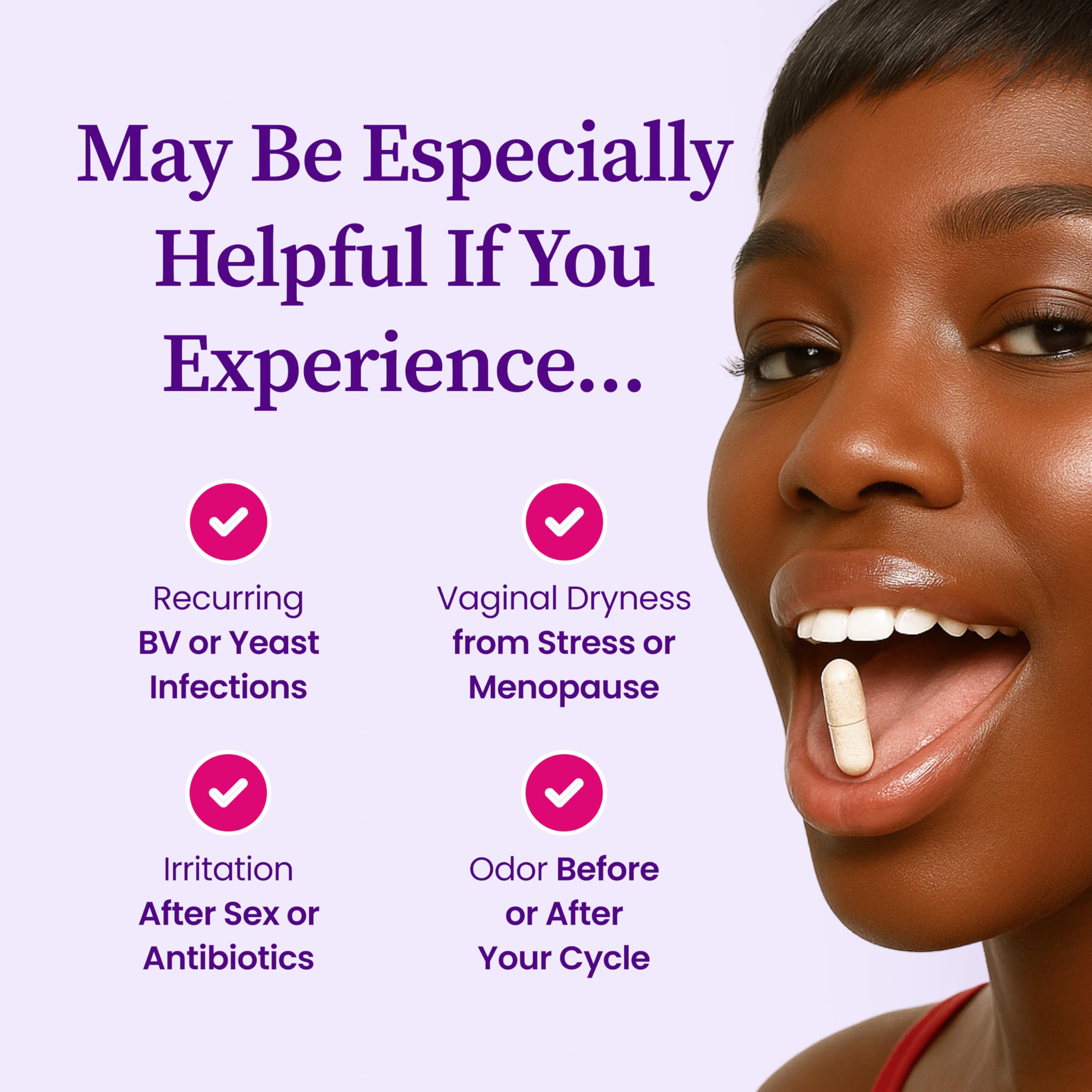 Gélules quotidiennes Her Balance pour le microbiome vaginal et confort.