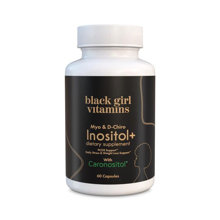 Black Girl Vitamins Inositol : Bouteille de capsules véganes prête pour votre routine quotidienne.